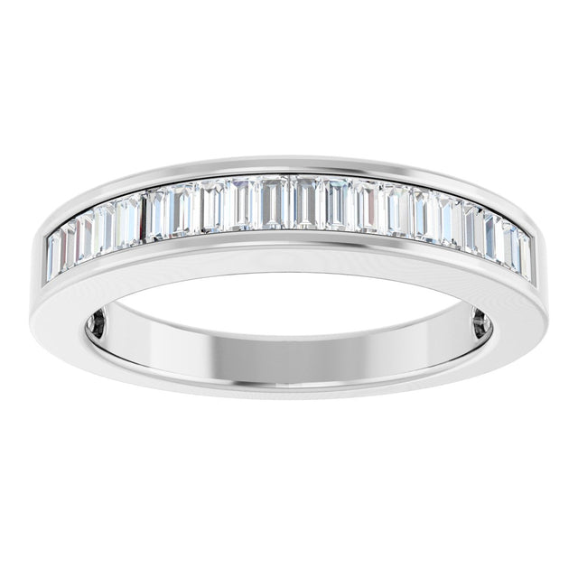 Platinum Straight Baguette Natural Diamond Channel-Set Anniversary Band – 2.4x1.2 mm Stones - view 3