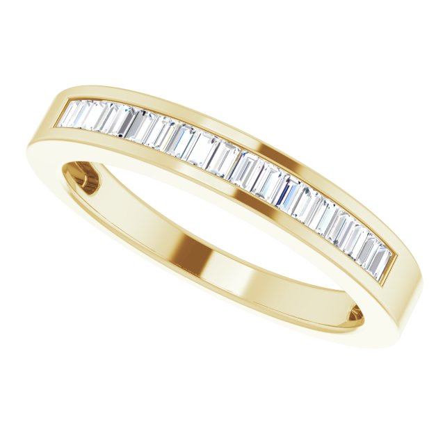 14K Gold Straight Baguette Natural Diamond Channel-Set Baguette Tapered Anniversary Band – 2x1.1 mm Stones - Yellow Gold - view 5