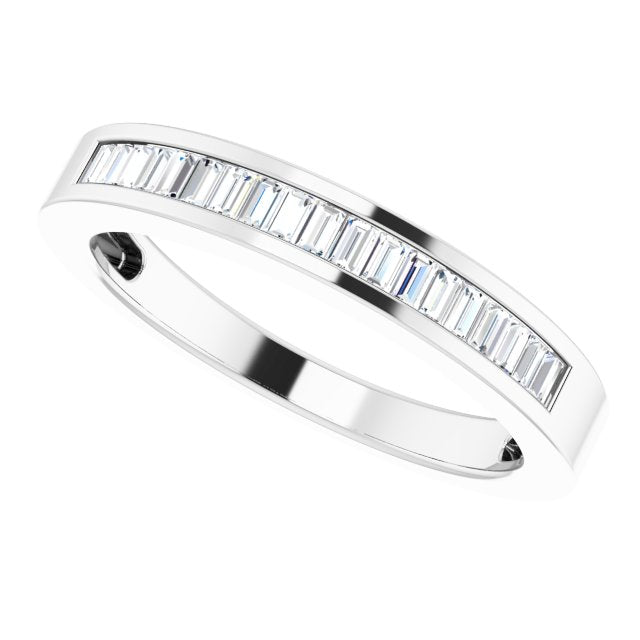 14K Gold Straight Baguette Natural Diamond Channel-Set Baguette Tapered Anniversary Band – 2x1.1 mm Stones - White Gold - view 5