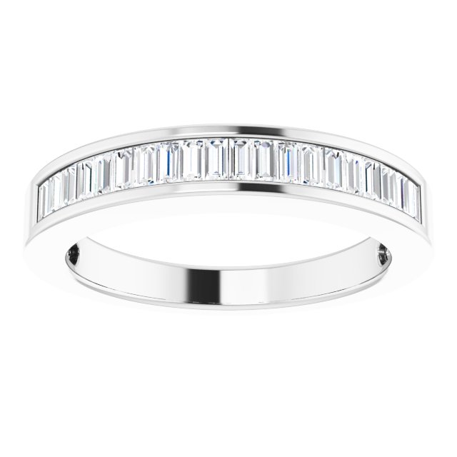 14K Gold Straight Baguette Natural Diamond Channel-Set Anniversary Band – 2.4x1.2 mm Stones - White Gold - view 3