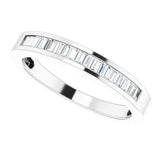 14K Gold Straight Baguette Natural Diamond Channel-Set Baguette Tapered Anniversary Band – 2x1.1 mm Stones - White Gold - view 5