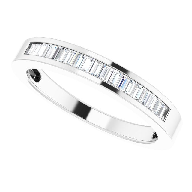 14K Gold Straight Baguette Natural Diamond Channel-Set Baguette Tapered Anniversary Band – 2x1.1 mm Stones - White Gold - view 5
