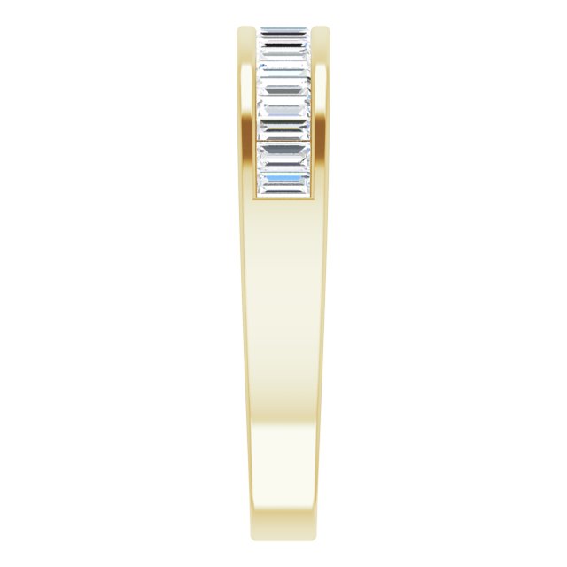 14K Gold Straight Baguette Natural Diamond Channel-Set Anniversary Band – 2.4x1.2 mm Stones - Yellow Gold - view 4