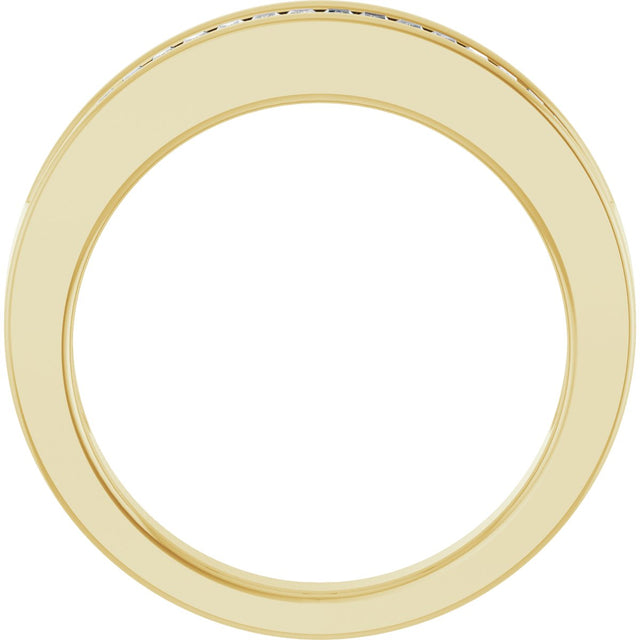 14K Gold Straight Baguette Natural Diamond Channel-Set Anniversary Band – 2.4x1.2 mm Stones - Yellow Gold - view 2