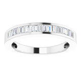 14K Gold Straight Baguette Natural Diamond Channel-Set Baguette Tapered Anniversary Band – 2x1.1 mm Stones - White Gold - view 3