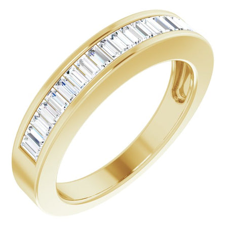 14K Gold Straight Baguette Natural Diamond Channel-Set Anniversary Band – 2.4x1.2 mm Stones - Yellow Gold