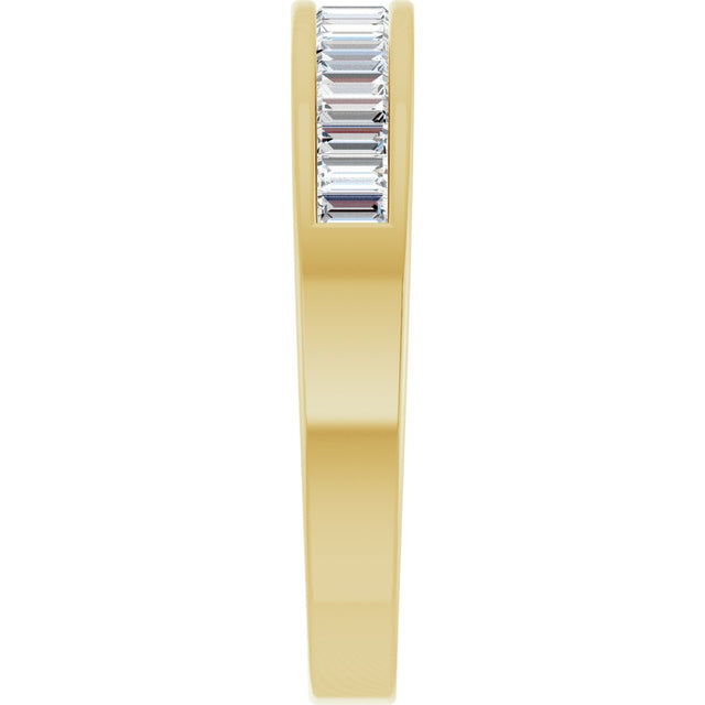 14K Gold Straight Baguette Natural Diamond Channel-Set Anniversary Band – 2.4x1.2 mm Stones - Yellow Gold - view 4