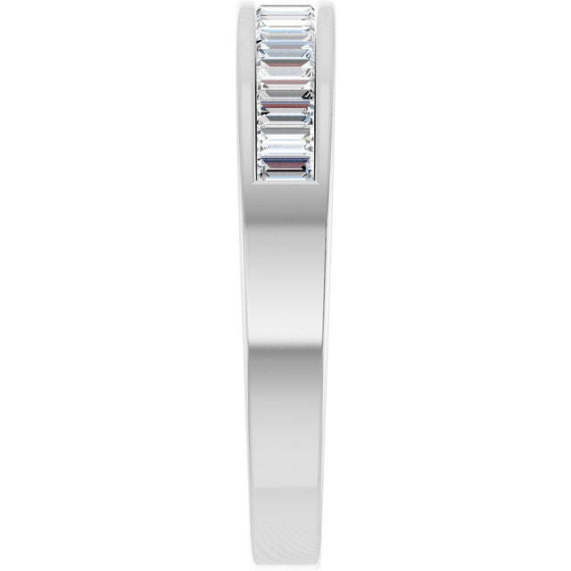 Platinum Straight Baguette Natural Diamond Channel-Set Anniversary Band – 2.4x1.2 mm Stones - view 4