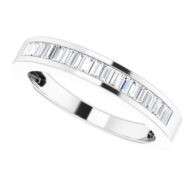 14K Gold Straight Baguette Natural Diamond Channel-Set Baguette Tapered Anniversary Band – 2x1.1 mm Stones - White Gold - view 5