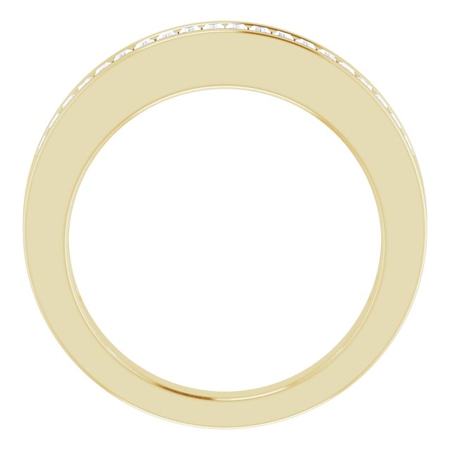 14K Gold Straight Baguette Natural Diamond Channel-Set Anniversary Band – 2.4x1.2 mm Stones - Yellow Gold - view 2