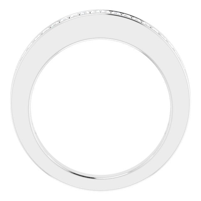Platinum Straight Baguette Natural Diamond Channel-Set Anniversary Band – 2.4x1.2 mm Stones - view 2