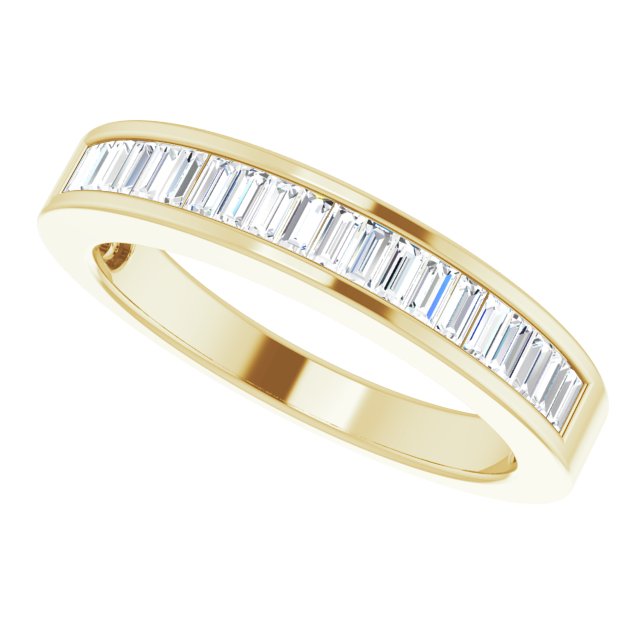 18K Gold Straight Baguette Natural Diamond Channel-Set Anniversary Band – 2.4x1.2 mm Stones - view 5
