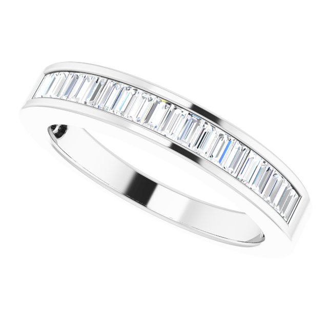 14K Gold Straight Baguette Natural Diamond Channel-Set Anniversary Band – 2.4x1.2 mm Stones - White Gold - view 5