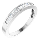 14K Gold Straight Baguette Natural Diamond Channel-Set Baguette Tapered Anniversary Band – 2x1.1 mm Stones - White Gold