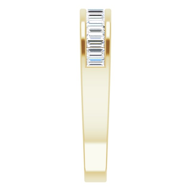 14K Gold Straight Baguette Natural Diamond Channel-Set Anniversary Band – 2.4x1.2 mm Stones - Yellow Gold - view 4