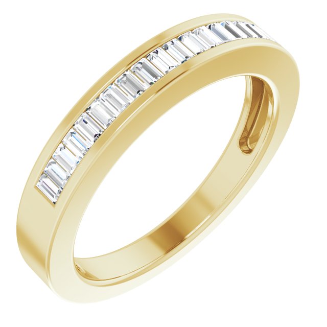 14K Gold Straight Baguette Natural Diamond Channel-Set Baguette Tapered Anniversary Band – 2x1.1 mm Stones - Yellow Gold