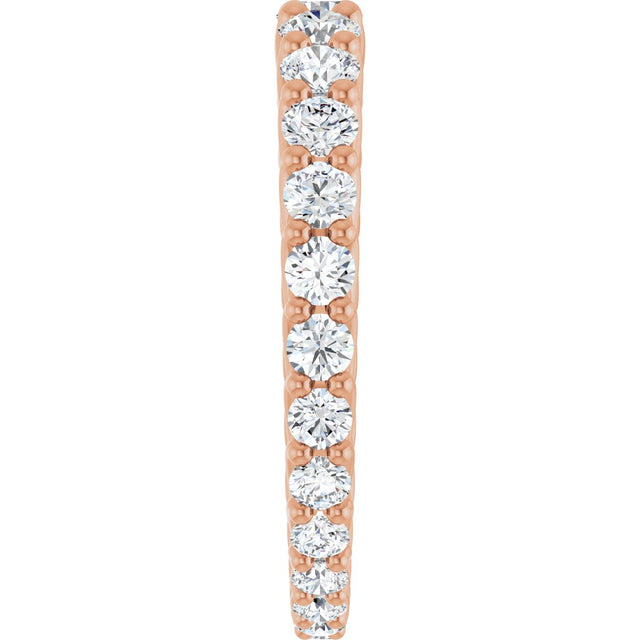 14K Gold Round Natural Diamond Woven-Design Graduated Eternity Band – nan Stones - Rose Gold - view 4