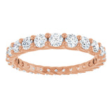 14K Gold Round Natural Diamond Woven-Design Graduated Eternity Band – nan Stones - Rose Gold - view 3