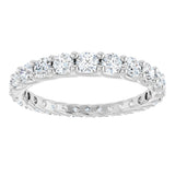 Platinum Round Natural Diamond Woven-Design Graduated Eternity Band – nan Stones - view 3