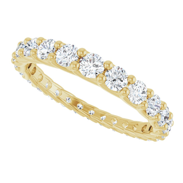 14K Gold Round Natural Diamond Woven-Design Graduated Eternity Band – nan Stones - Yellow Gold - view 5