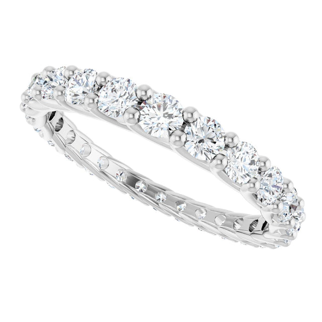 Platinum Round Natural Diamond Woven-Design Graduated Eternity Band – nan Stones - view 5