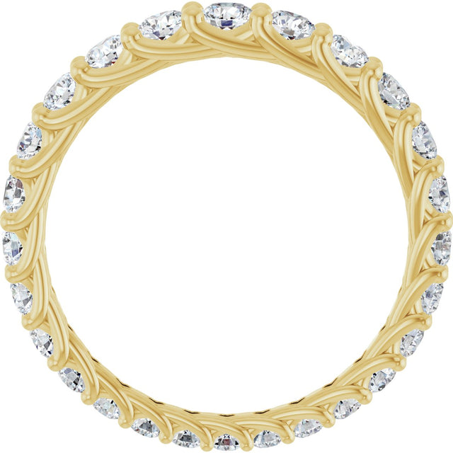 14K Gold Round Natural Diamond Woven-Design Graduated Eternity Band – nan Stones - Yellow Gold - view 2