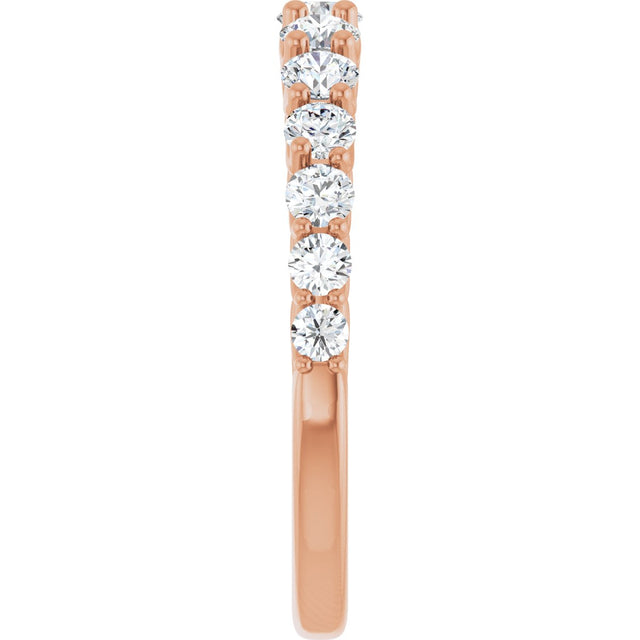 14K Gold Round Natural Diamond Graduated Woven-Design Anniversary Band – 3/4 CTW - Rose Gold - view 4