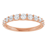 14K Gold Round Natural Diamond Graduated Woven-Design Anniversary Band – 3/4 CTW - Rose Gold - view 3