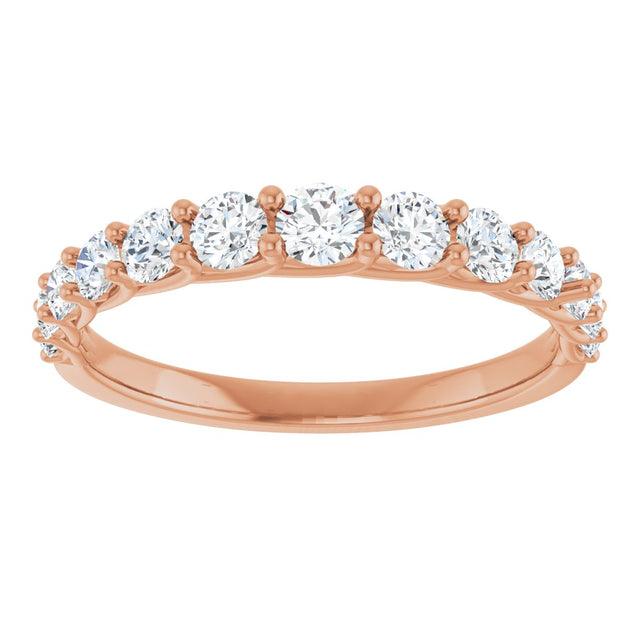 14K Gold Round Lab-Grown Diamond Graduated Woven-Design Anniversary Band – 3/4 CTW - Rose Gold - view 3