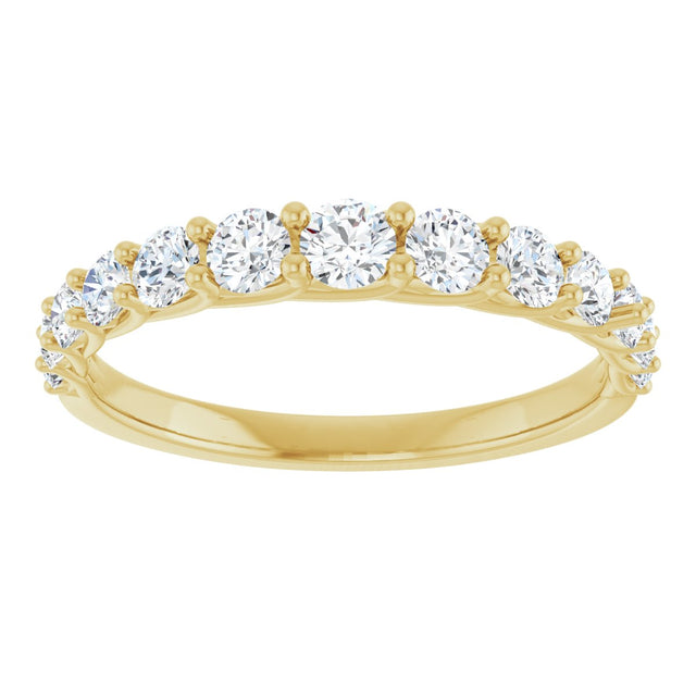 14K Gold Round Lab-Grown Diamond Graduated Woven-Design Anniversary Band – 3/4 CTW - Yellow Gold - view 3