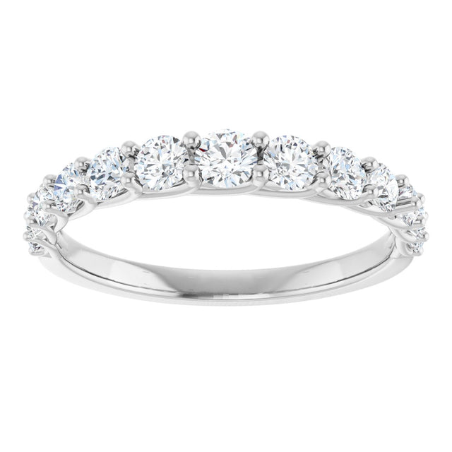 Platinum Round Natural Diamond Graduated Woven-Design Anniversary Band – 3/4 CTW - view 3