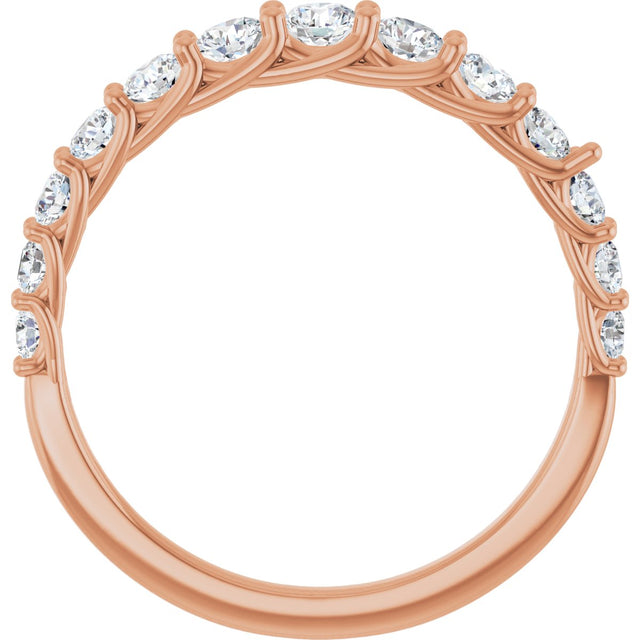 14K Gold Round Lab-Grown Diamond Graduated Woven-Design Anniversary Band – 3/4 CTW - Rose Gold - view 2