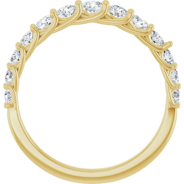 14K Gold Round Lab-Grown Diamond Graduated Woven-Design Anniversary Band – 3/4 CTW - Yellow Gold - view 2