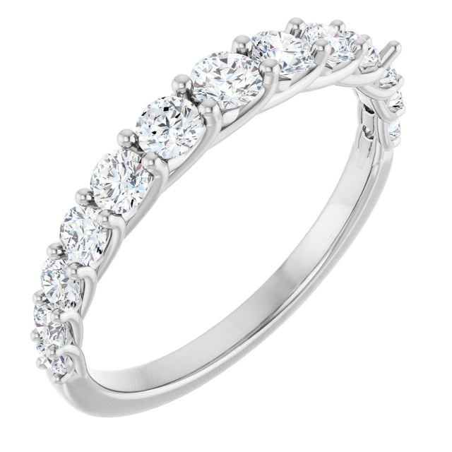 14K Gold Round Lab-Grown Diamond Graduated Woven-Design Anniversary Band – 3/4 CTW - White Gold
