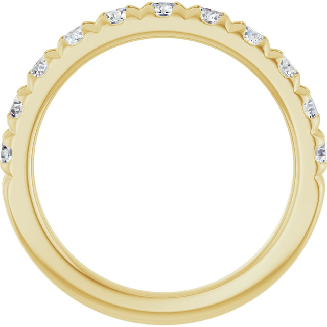 14K Gold Round Natural Diamond French-Set Anniversary Band – 3/8–1 1/5 CTW - Yellow Gold - view 2