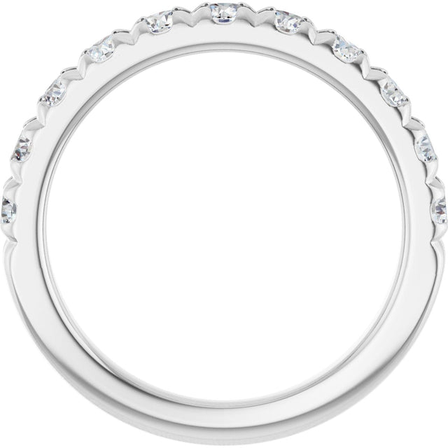10K Gold Round Natural Diamond French-Set Anniversary Band – 3/8–1 1/5 CTW - White Gold - view 2