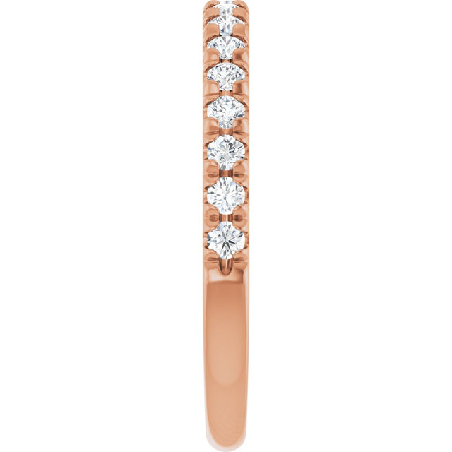 10K Gold Round Lab-Grown Diamond French-Set Anniversary Band – 1/8–1/3 CTW - Rose Gold - view 4