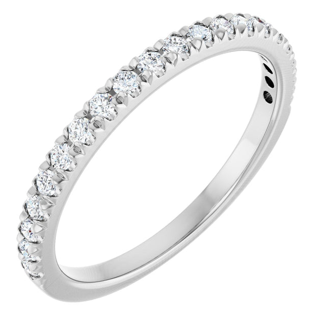 Platinum Round Natural Diamond French-Set Anniversary Band – 1.5 mm Stones