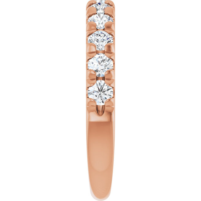 10K Gold Round Lab-Grown Diamond French-Set Anniversary Band – 1/2–1 1/5 CTW - Rose Gold - view 4