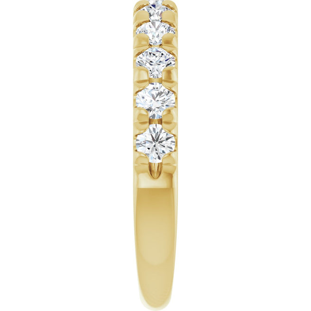 10K Gold Round Natural Diamond French-Set Anniversary Band – 3/8–1 1/5 CTW - Yellow Gold - view 4