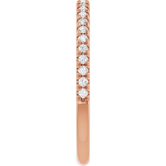 10K Gold Round Natural Diamond French-Set Anniversary Band – 1/8–1/3 CTW - Rose Gold - view 4