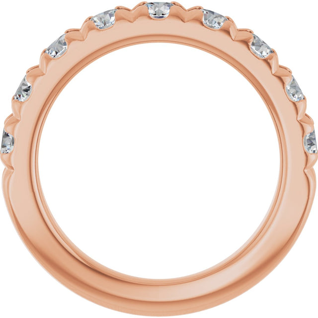 14K Gold Round Lab-Grown Diamond French-Set Anniversary Band – 1 1/3–1 3/8 CTW - Rose Gold - view 2