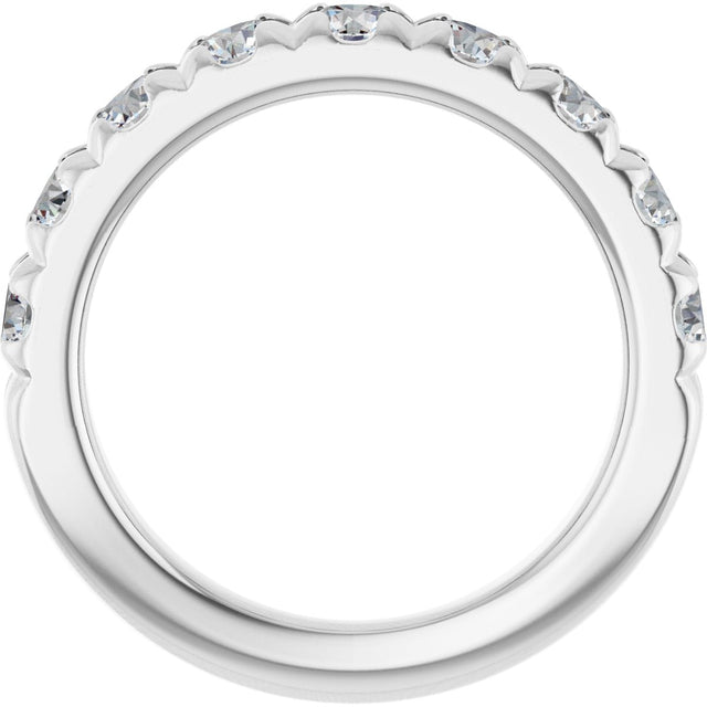 Platinum Round Natural Diamond French-Set Anniversary Band – 3.5 mm Stones - view 2