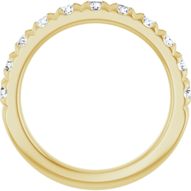 10K Gold Round Natural Diamond French-Set Anniversary Band – 3/8–1 1/5 CTW - Yellow Gold - view 2