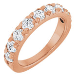 10K Gold Round Natural Diamond French-Set Anniversary Band – 1 1/3 CTW - Rose Gold