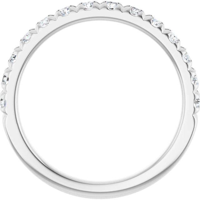 10K Gold Round Natural Diamond French-Set Anniversary Band – 3/8–1 1/5 CTW - White Gold - view 2