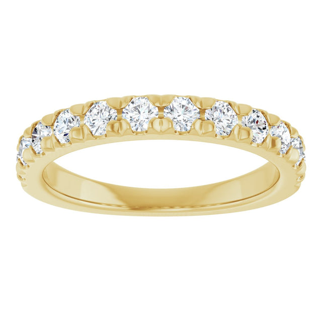 10K Gold Round Natural Diamond French-Set Anniversary Band – 3/8–1 1/5 CTW - Yellow Gold - view 3