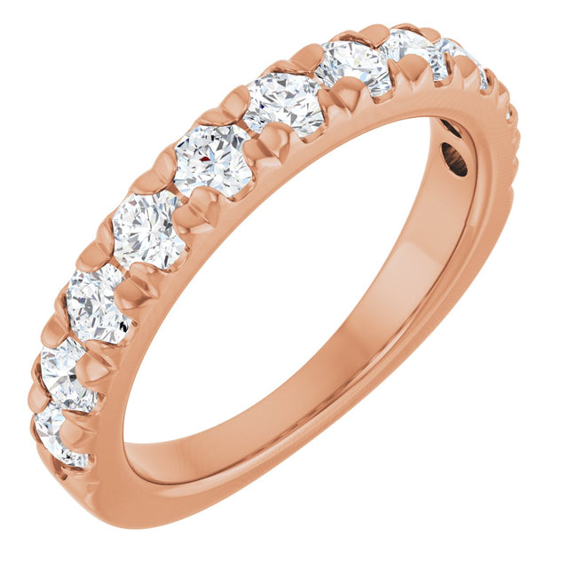 14K Gold Round Natural Diamond French-Set Anniversary Band – 3/8–1 1/5 CTW - Rose Gold