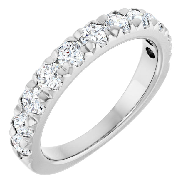 14K Gold Round Lab-Grown Diamond French-Set Anniversary Band – 1/2–1 1/5 CTW - White Gold