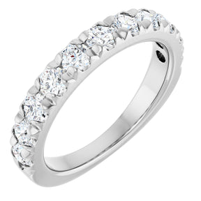 Platinum Round Natural Diamond French-Set Anniversary Band – 3 mm Stones